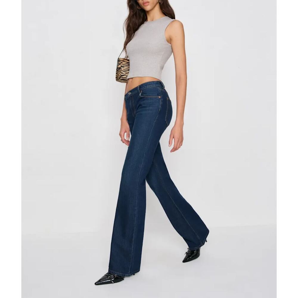 Reformation Sharon Stretch Mid Rise Bootcut Jeans US 28 Nemi Dark Wash NEW